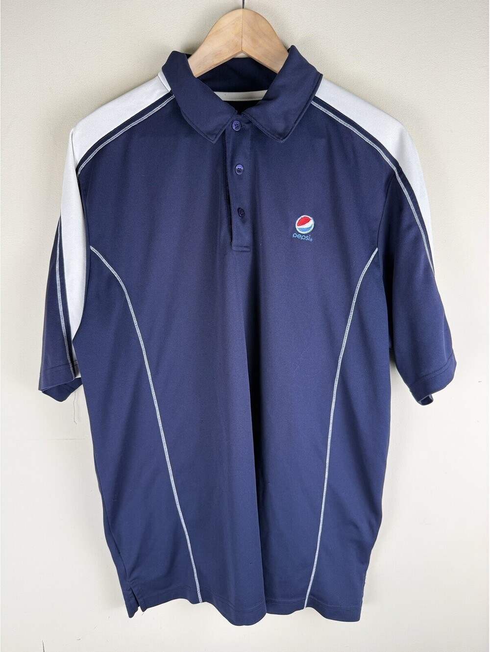 Pepsi Men's Blue Polo w/ Embroidered Logo Size Large SEE NOTES
